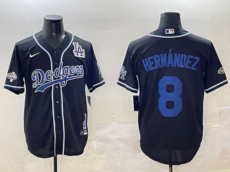 Men Los Angeles Dodgers 8 Hernandez Black Fashion Game 2025 Nike MLB Jersey style 3064